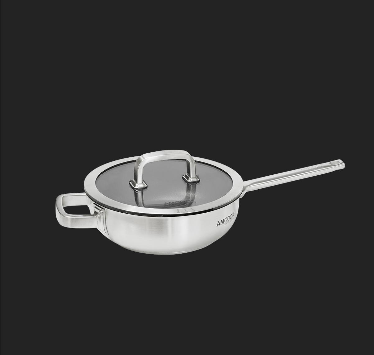 Edelstahl Wok mit Stiel ⌀ 24 antihaftbeschichtet